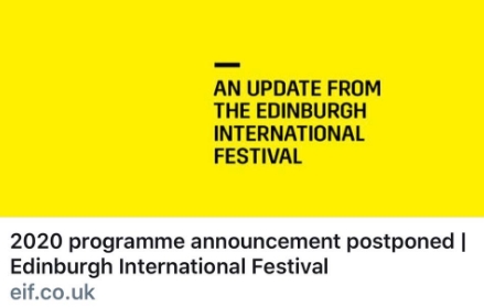 柏林戏剧节取消，爱丁堡艺术节推迟节目发布
