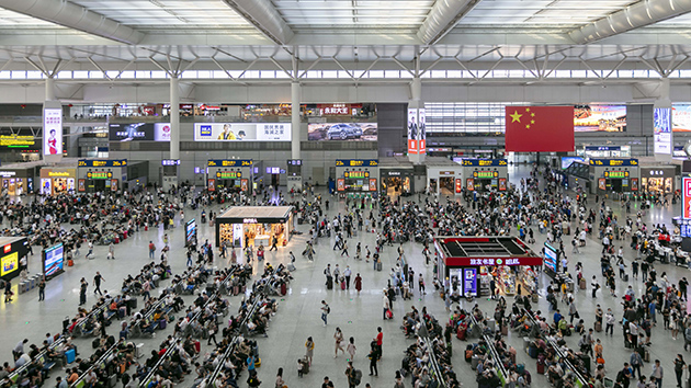 中國國慶黃金周鐵路運輸預計發送旅客1.27億人次