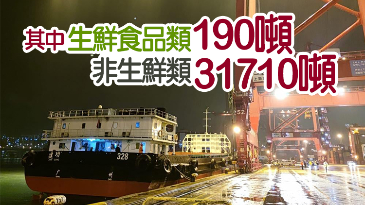 30日內地經水路運輸跨境抵港物資3.19萬噸 鐵路運輸41噸