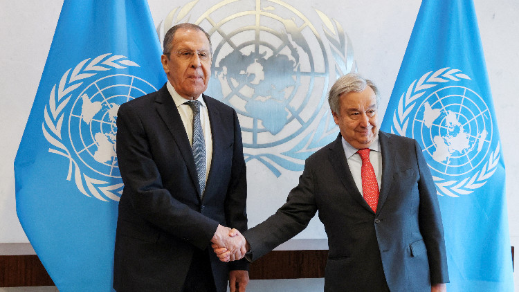 聯合國秘書長古特雷斯與俄外長拉夫羅夫會面
