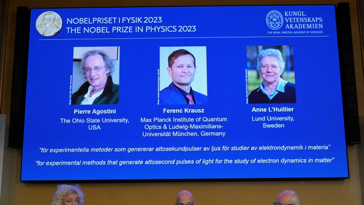 美國德國瑞典三科學家獲諾貝爾物理學獎 表揚阿秒光脈衝研究
