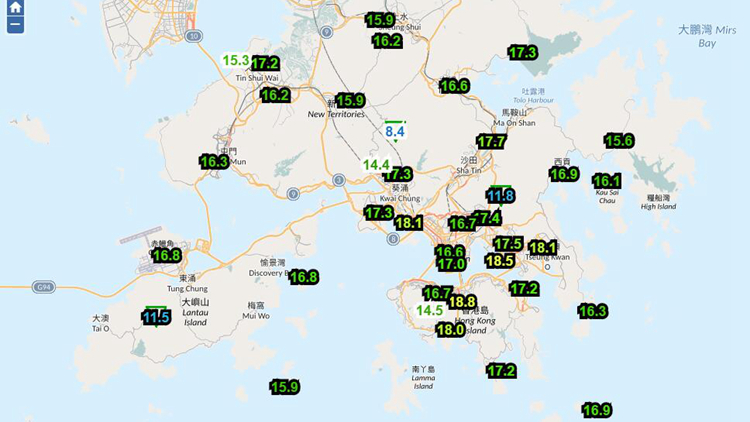 天文台：本港市區氣溫今早降至約15度