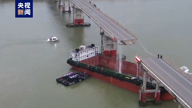 突發！廣州市南沙區一大橋被船隻撞斷 有車輛落水