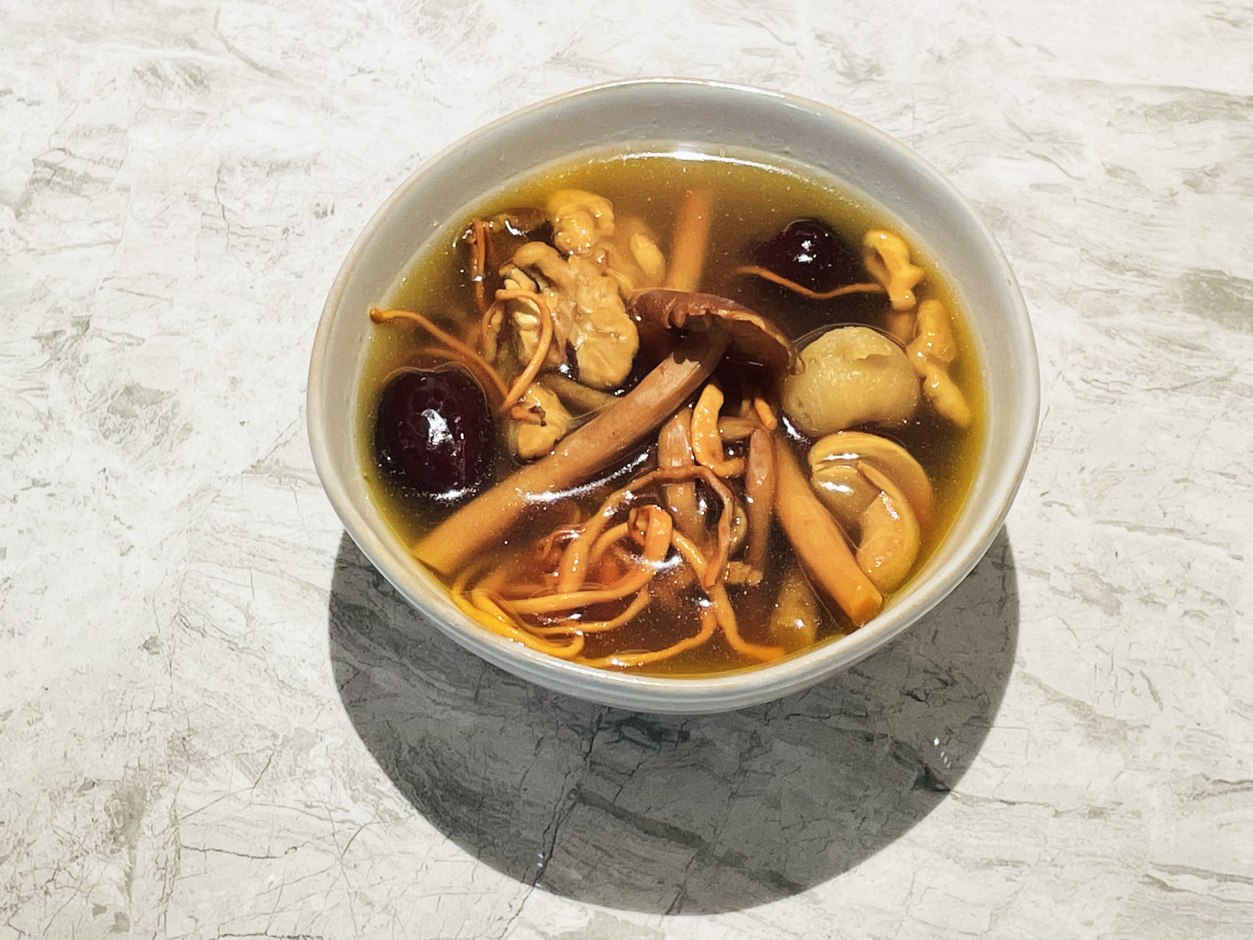 茶樹菇蟲草花杞子圓肉湯Vegetarian Soup with Tea Tree Mushroom, Cordyceps Flower, Wolfberry and Dried Longan.jpg