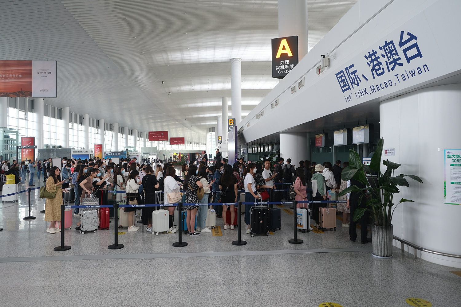 前往香港的旅客正排隊值機.JPG